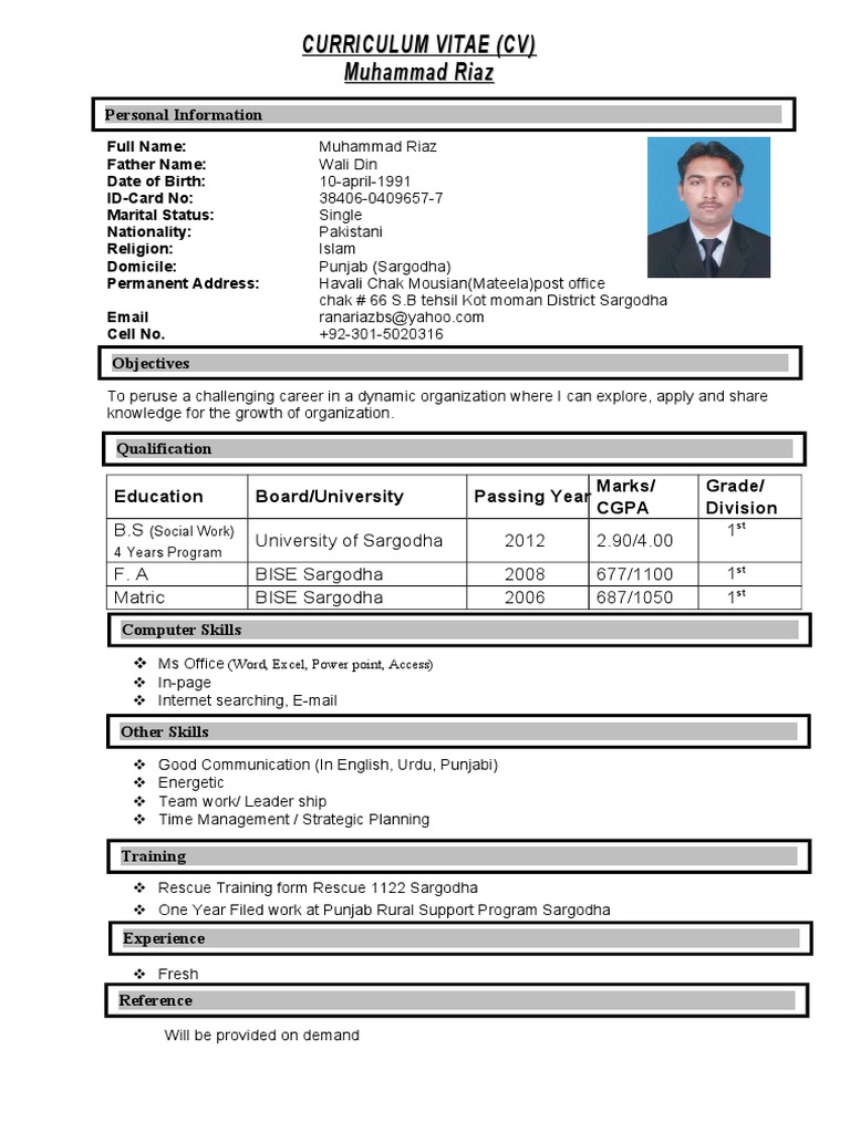 Format CV 7 | PDF