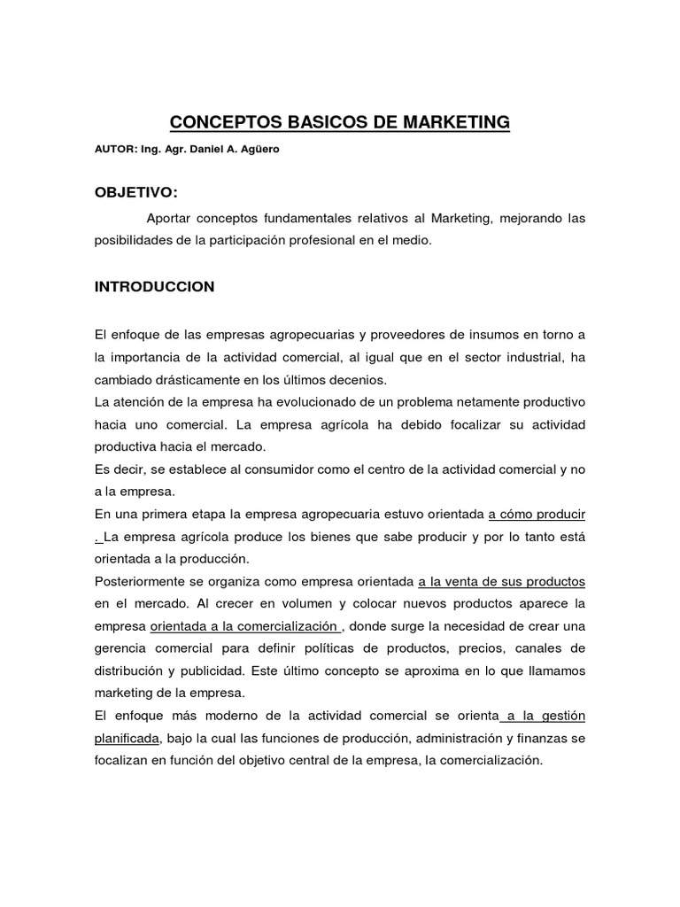 Conceptos Básicos de Marketing Agropecuario | PDF | Producto (Negocio ...