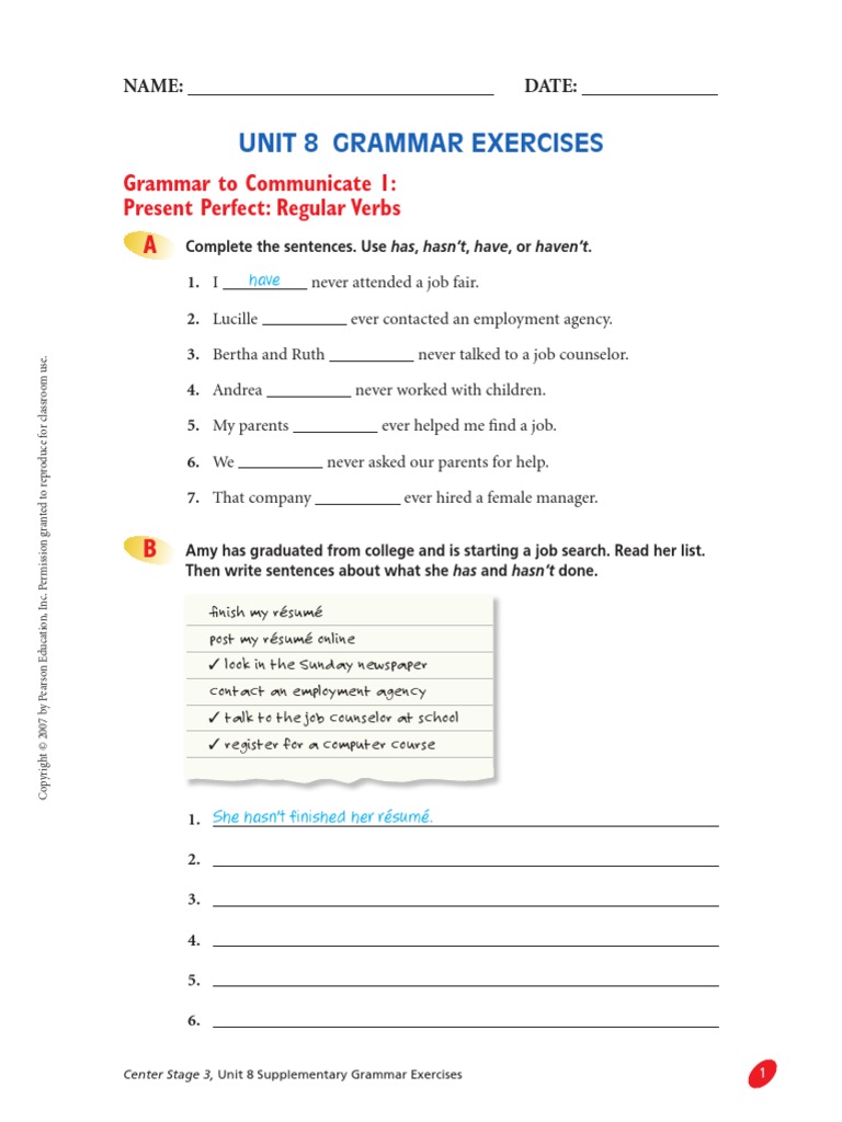 Unit 8 Grammar Exercises | PDF | Résumé