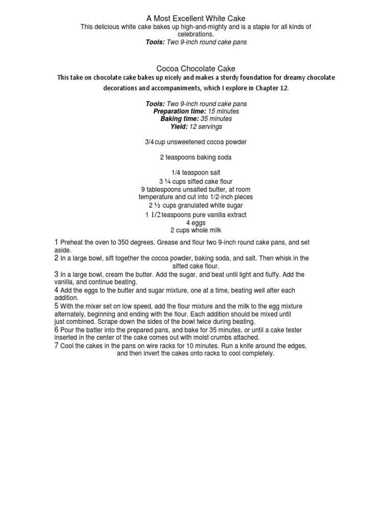 Cakes en Ingles Traducir Delicious Yellow Cake PDF Cakes Baking