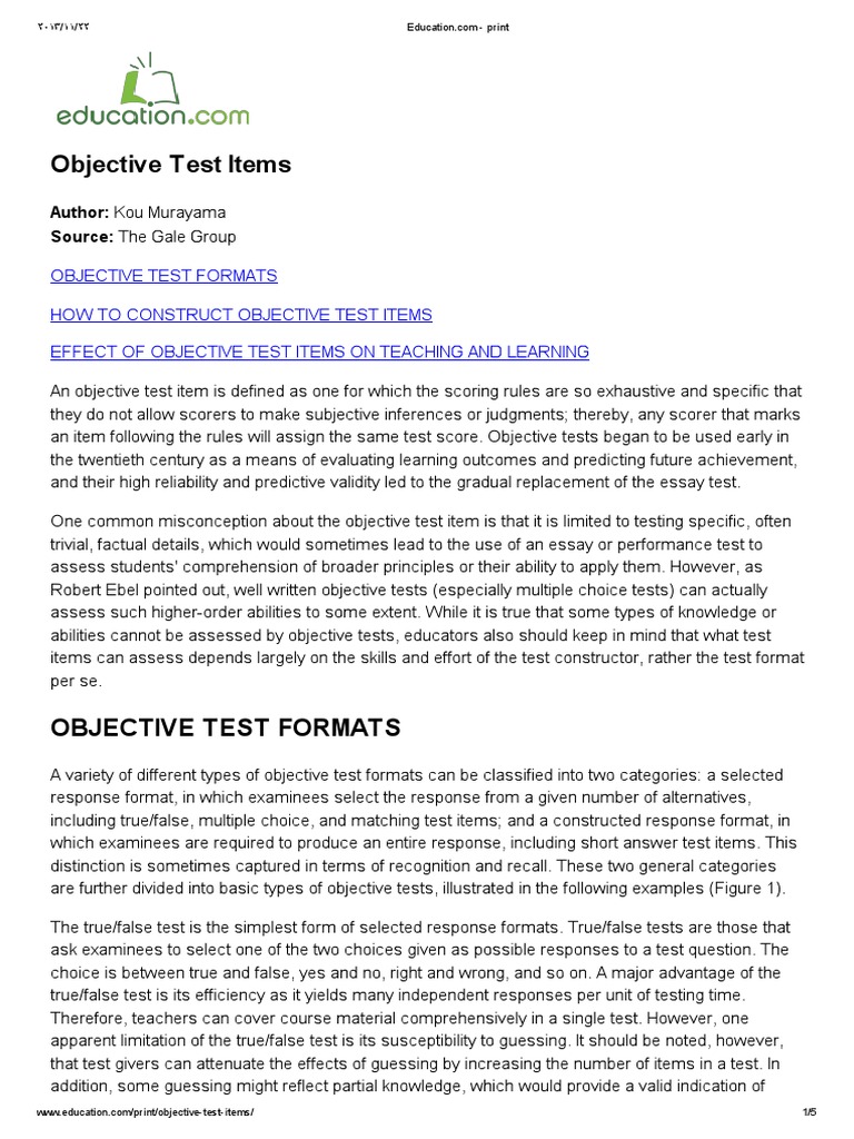 objective-test-items-multiple-choice-test-assessment