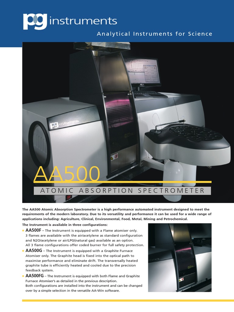 AA500 Atomic Absorption | PDF | Furnace | Atomic Absorption Spectroscopy