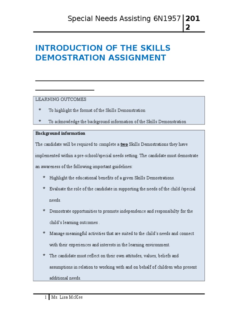 SNA Skills Demonstration Assignment Guide | PDF | Learning