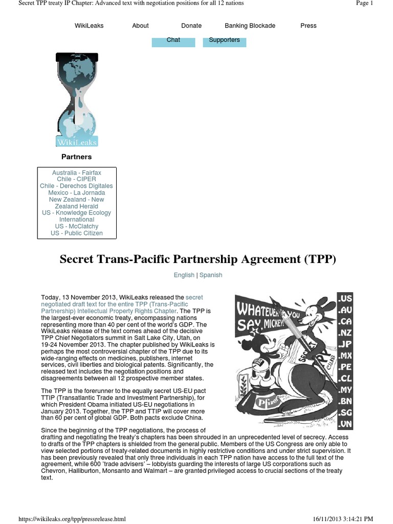 Secret TPP Treaty IP Chapter - Advanced Text With Negotiation Positions ...