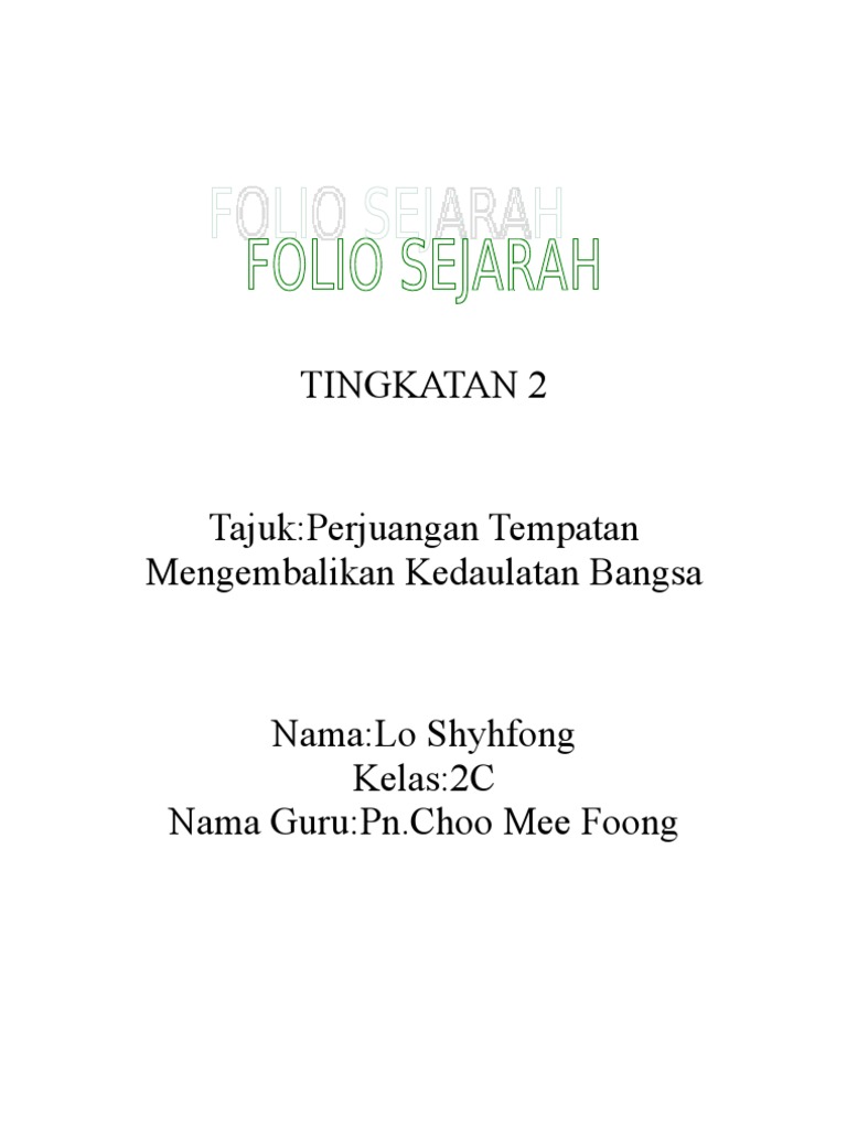 Folio Sejarah Tingkatan 2 Pdf