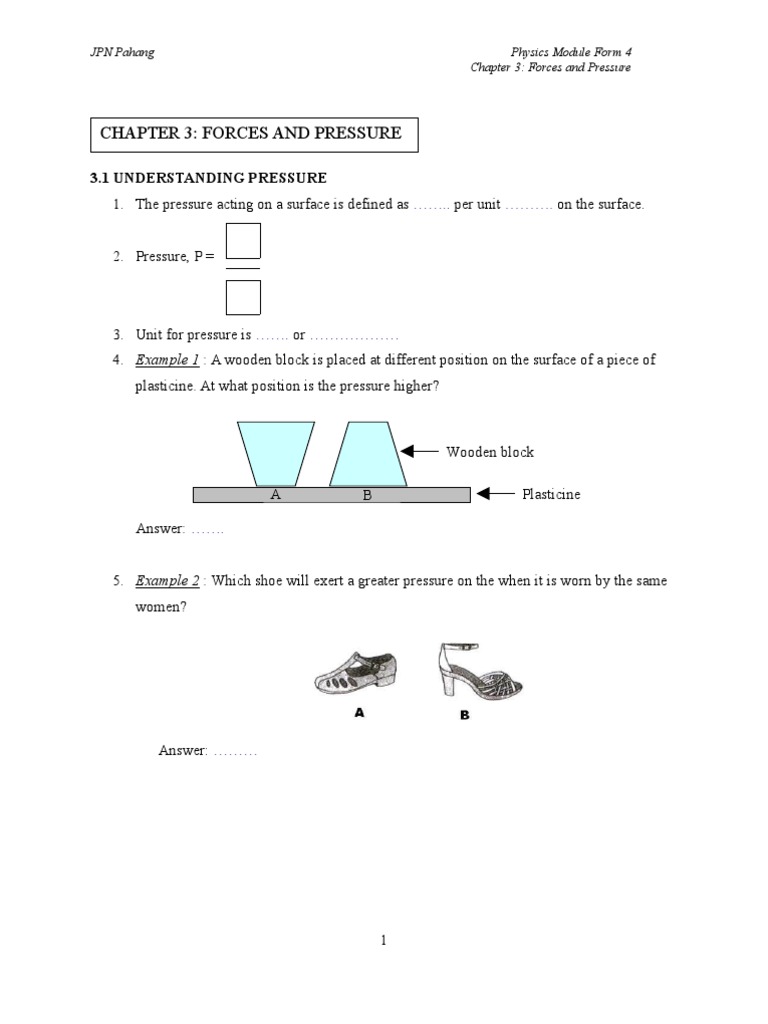 Chapter 3 Forces & Pressure Student | PDF | Buoyancy | Pressure