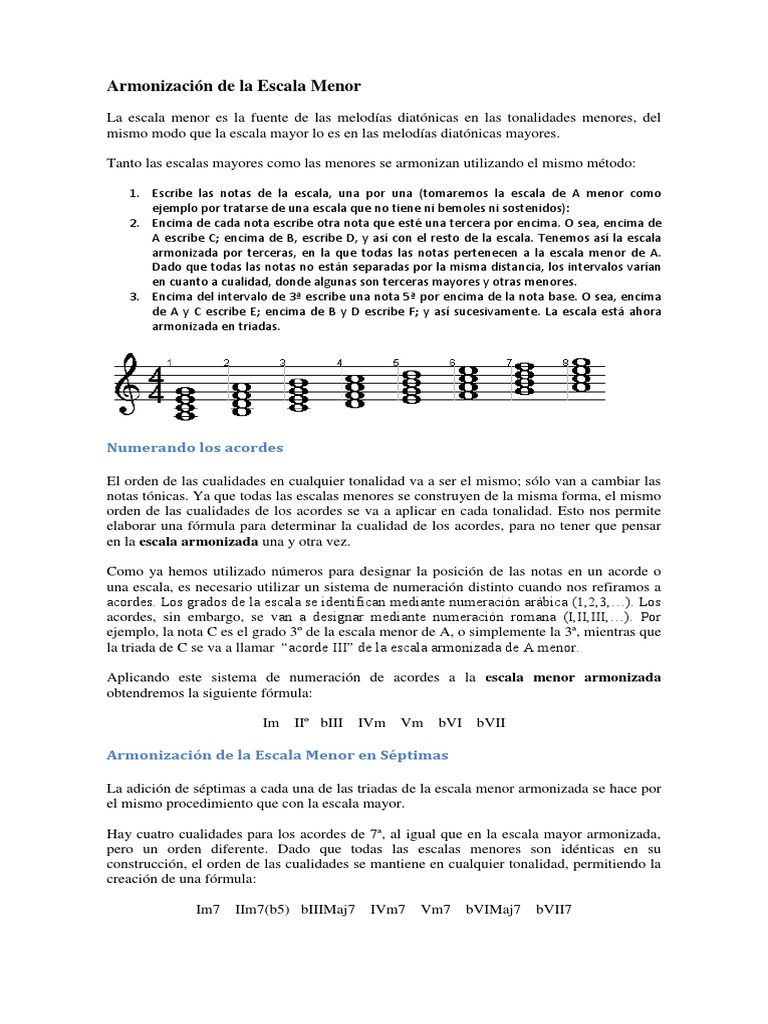 Armonización de la Escala Menor | PDF | Escala (música) | Acorde (Música)