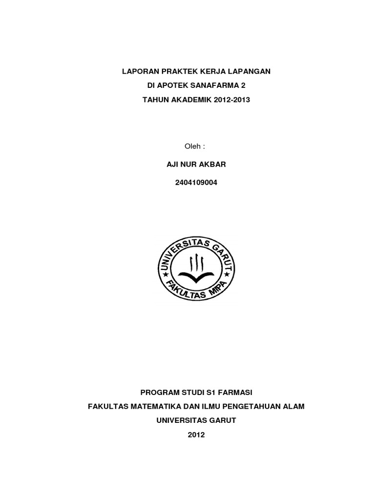Laporan Pkl Di Apotek Sanafarma 2