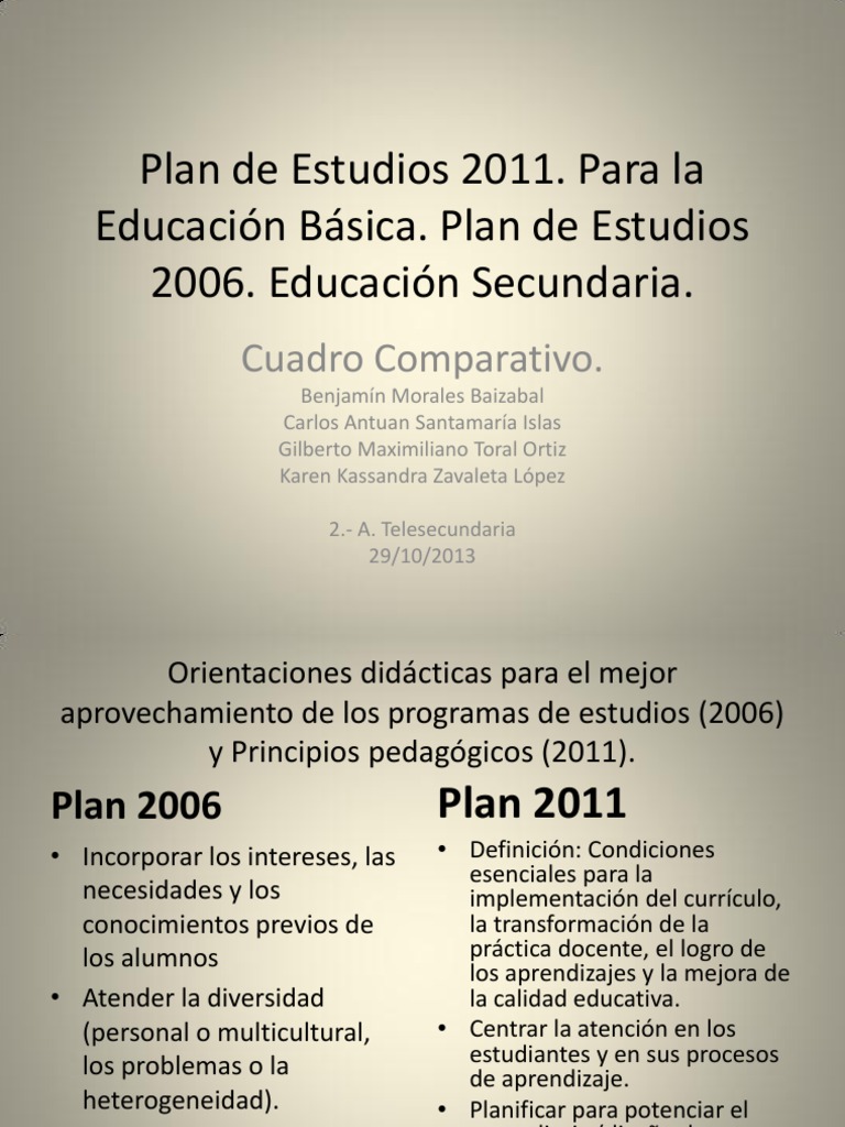 Comparativa Planes de Estudios 2006-2011 | PDF | Jardín de infancia ...