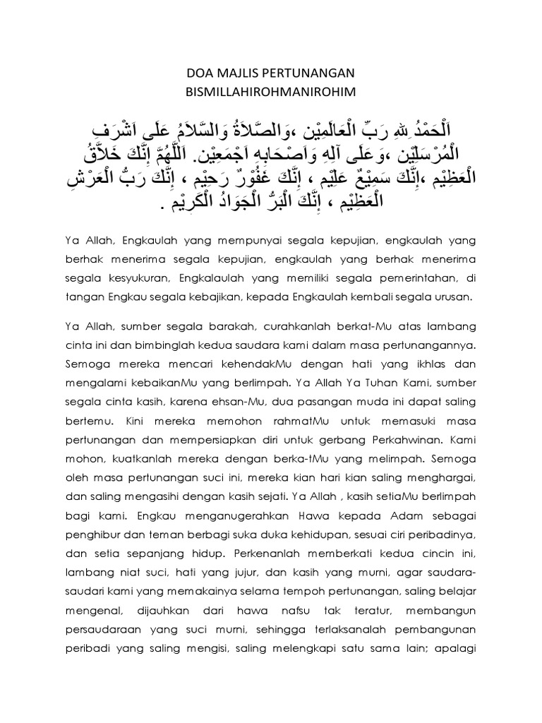Doa Majlis Pertunangan Pdf