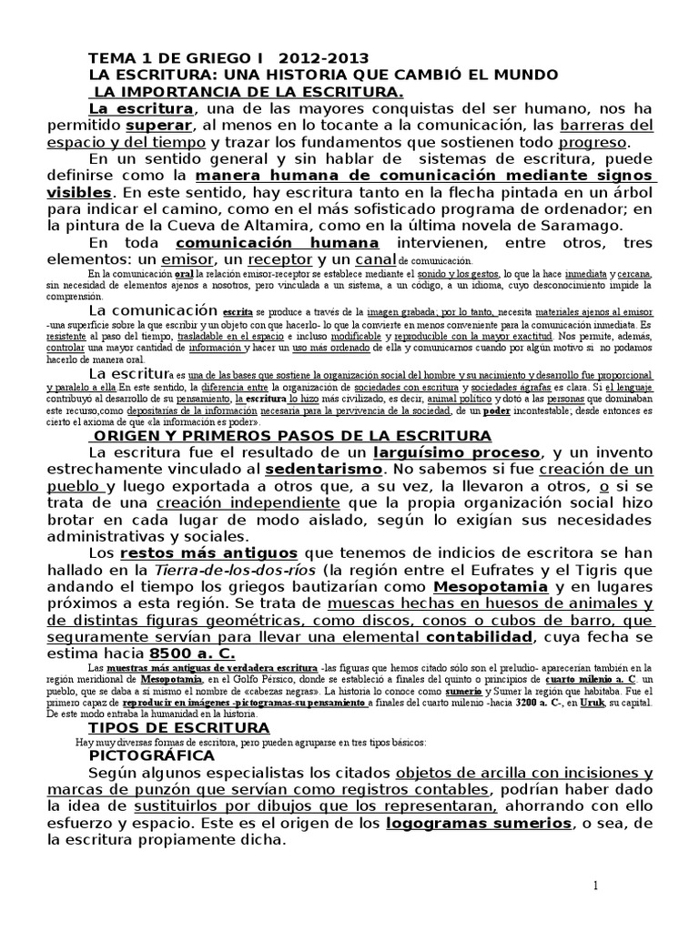 Historia y Tipos de Escritura Geográfica | PDF | Alfabeto griego ...