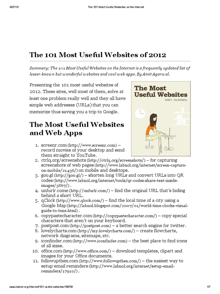 The 101 Most Useful Websites On The Internet | PDF