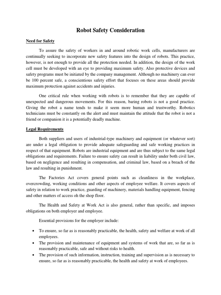 Essential Robot Safety Guidelines | PDF | Robot | Robotics