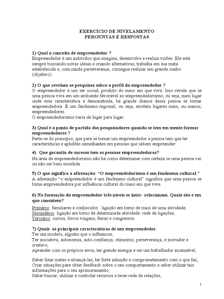 Lista de Exercicios Resolvidos Empreendedorismo