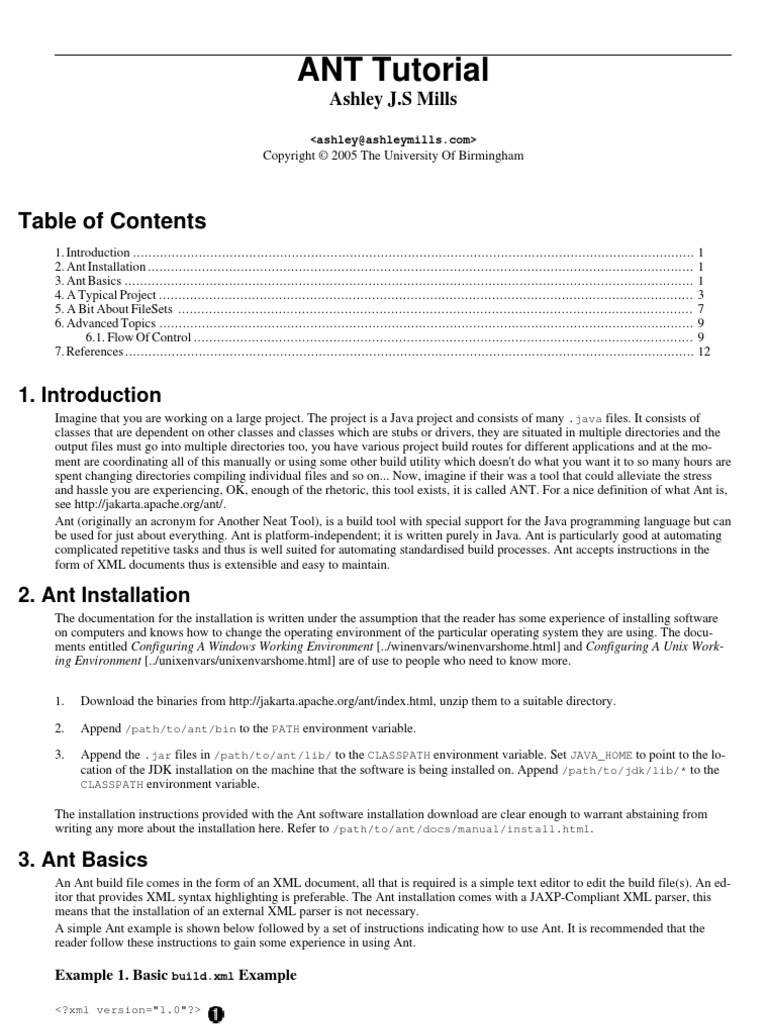ANT Tutorial: Ashley J.S Mills | PDF