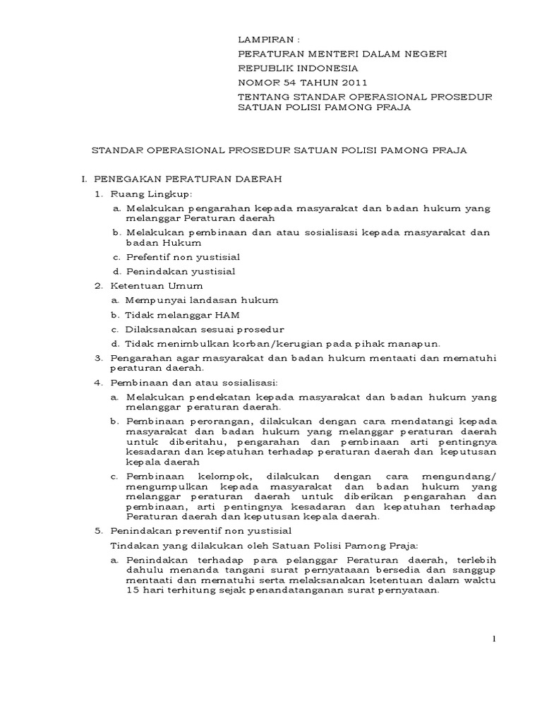 Lampiran Permendagri No.54 Thn 2011 Ttg Protap Satpolpp