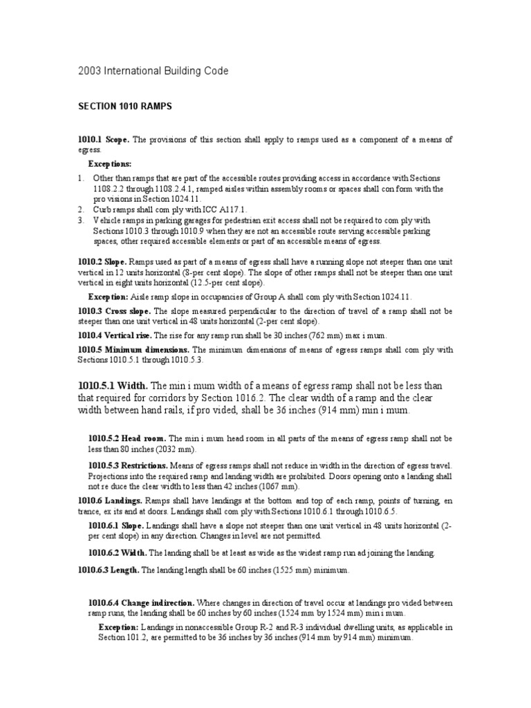 2003 International Building Code Ramps | PDF | Slope | Nature