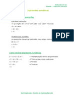 1.4 - Expressões Numéricas - Ficha Informativa