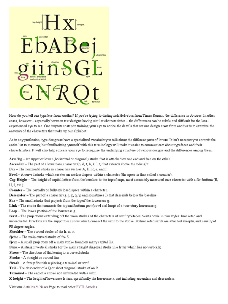 Glyph Anatomy | PDF | Typefaces | Serif