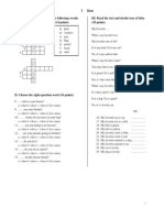 3 Class I. Fill in The Crossword Using The Following Words: (14 Points) III. Read The Text and Decide True of False (20 Points)