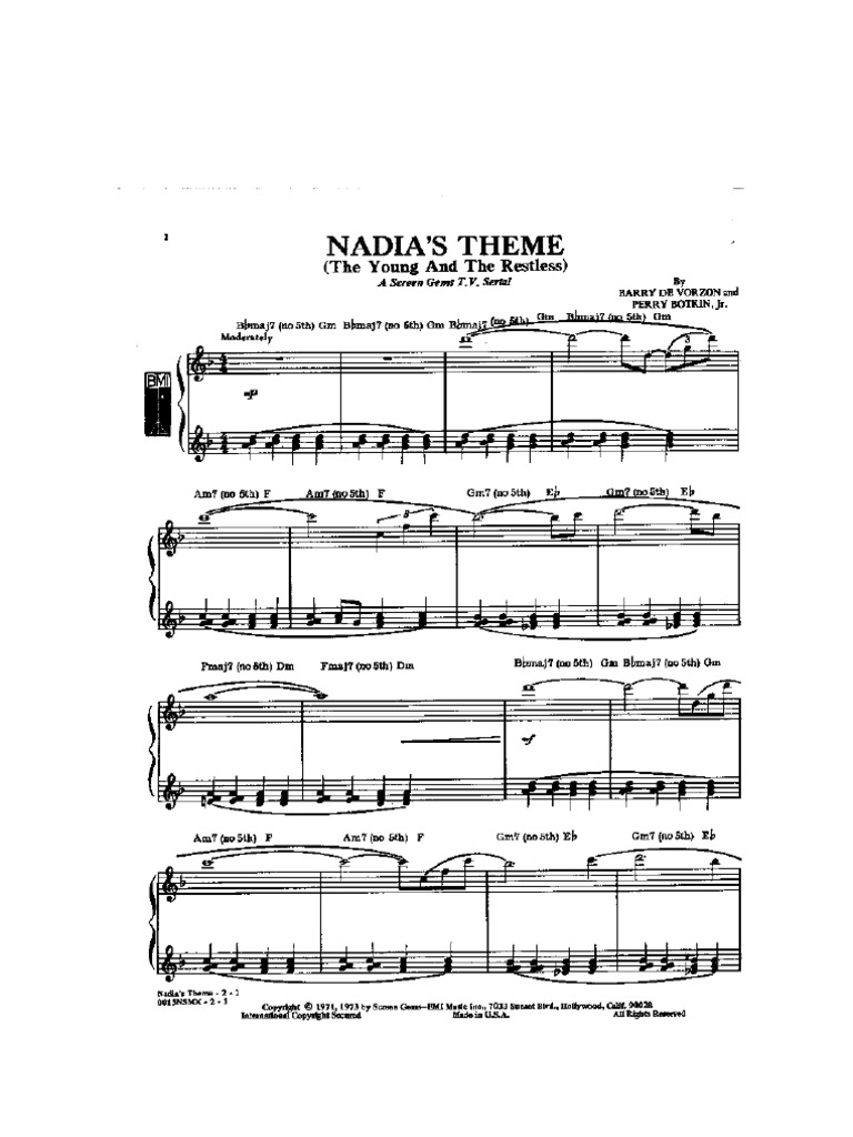 Nadias Theme Sheet Music