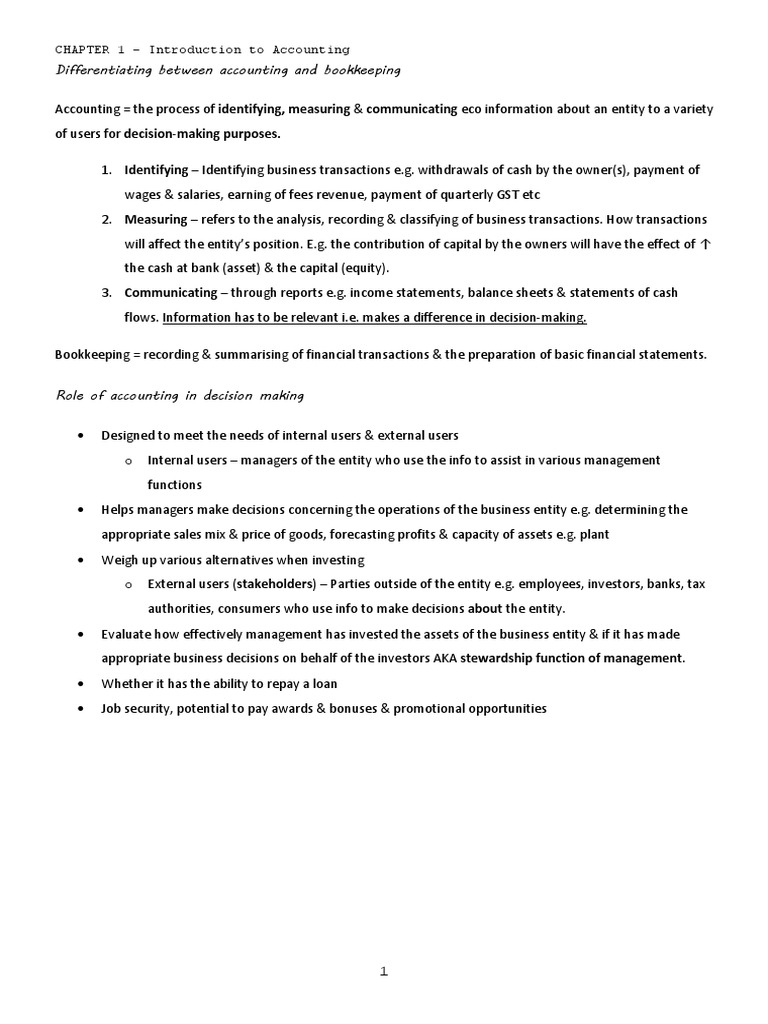 Chapter 1 Introduction To Accounting | PDF | Career & Growth | Business