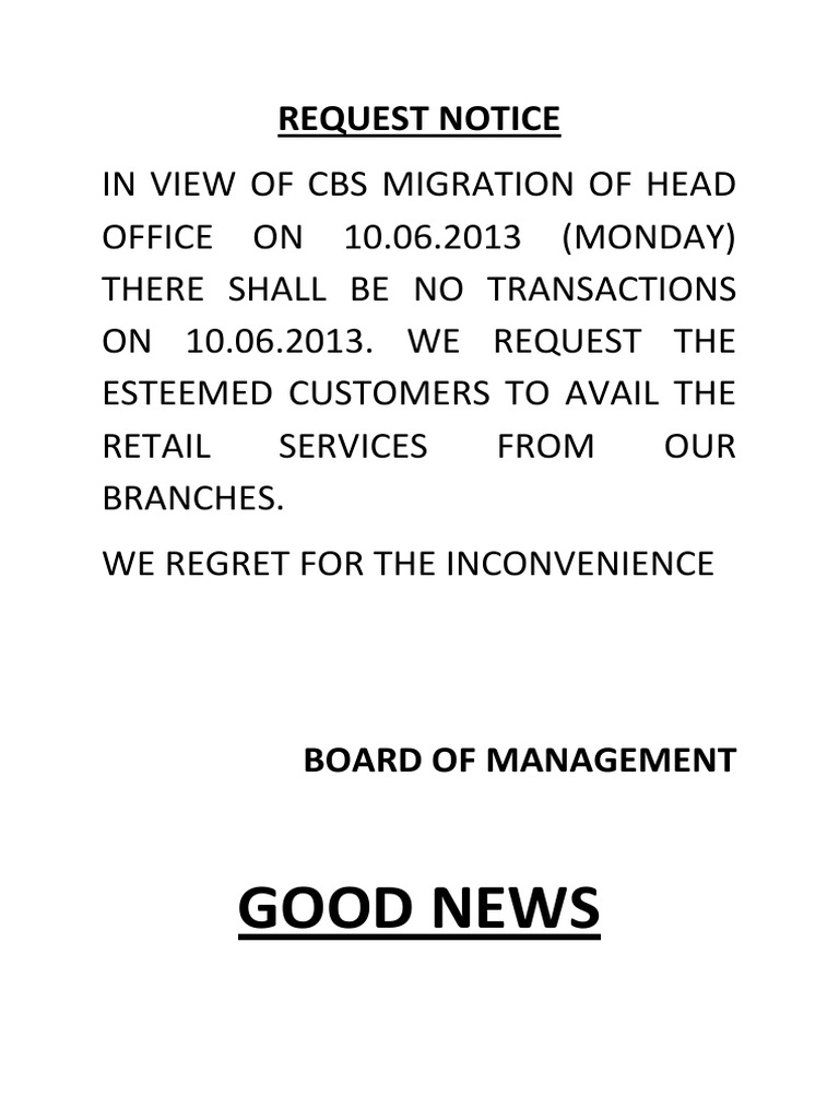 CBS Migration Notice and Audit Update | PDF