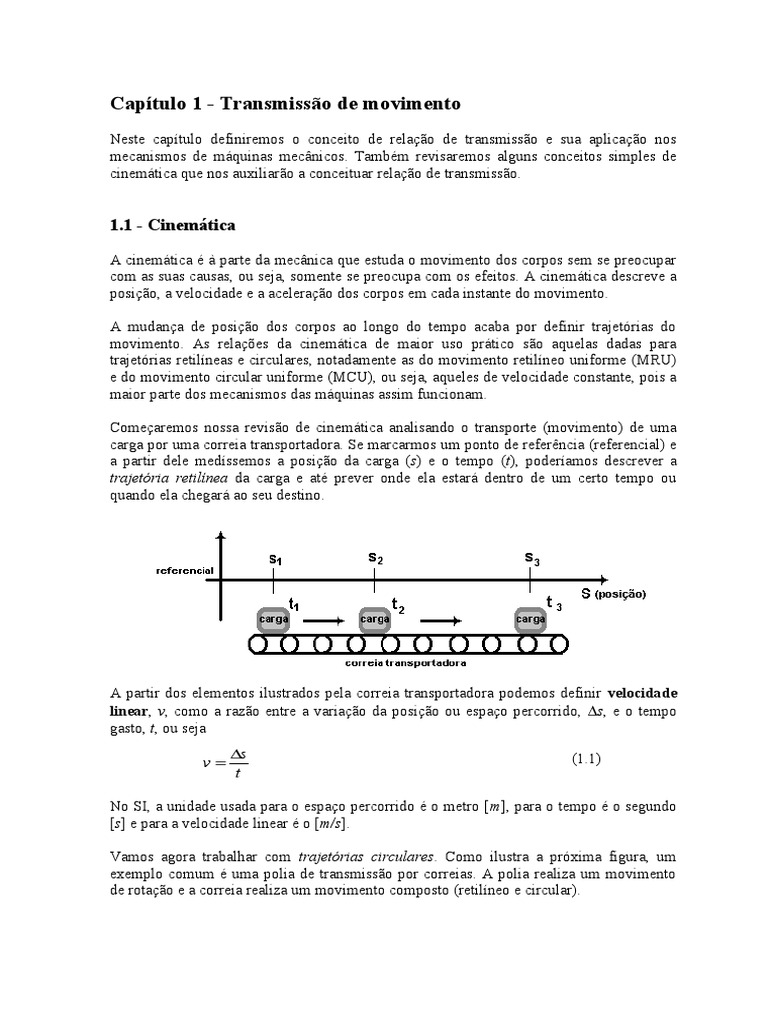Transmissão de Movimento em Máquinas | PDF | Cinemática | Transmissão ...
