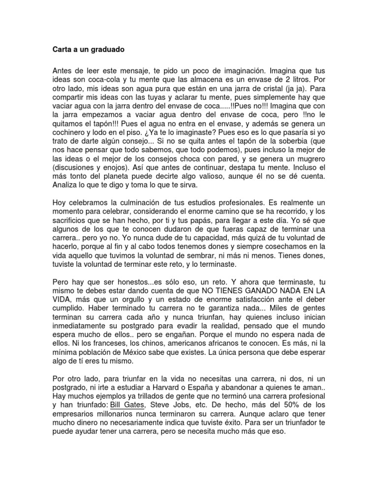 Carta a Un Graduado  Amor  Ciencia filosófica