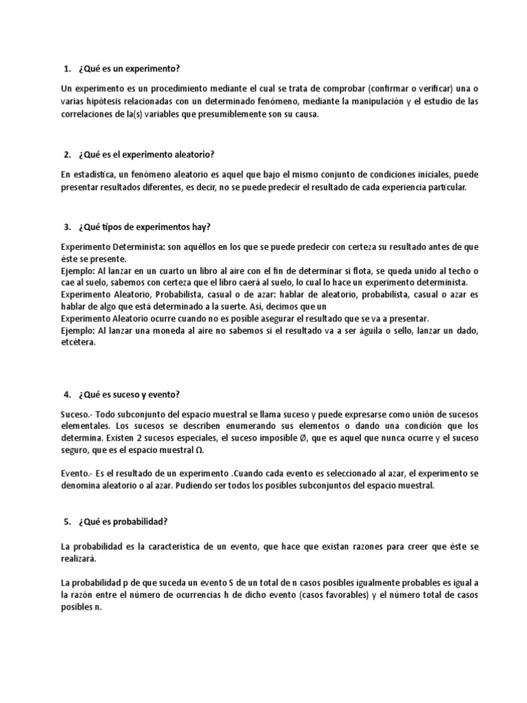 Qué Es Un Experimento (Estadistica) | PDF | Aleatoriedad | Probabilidad