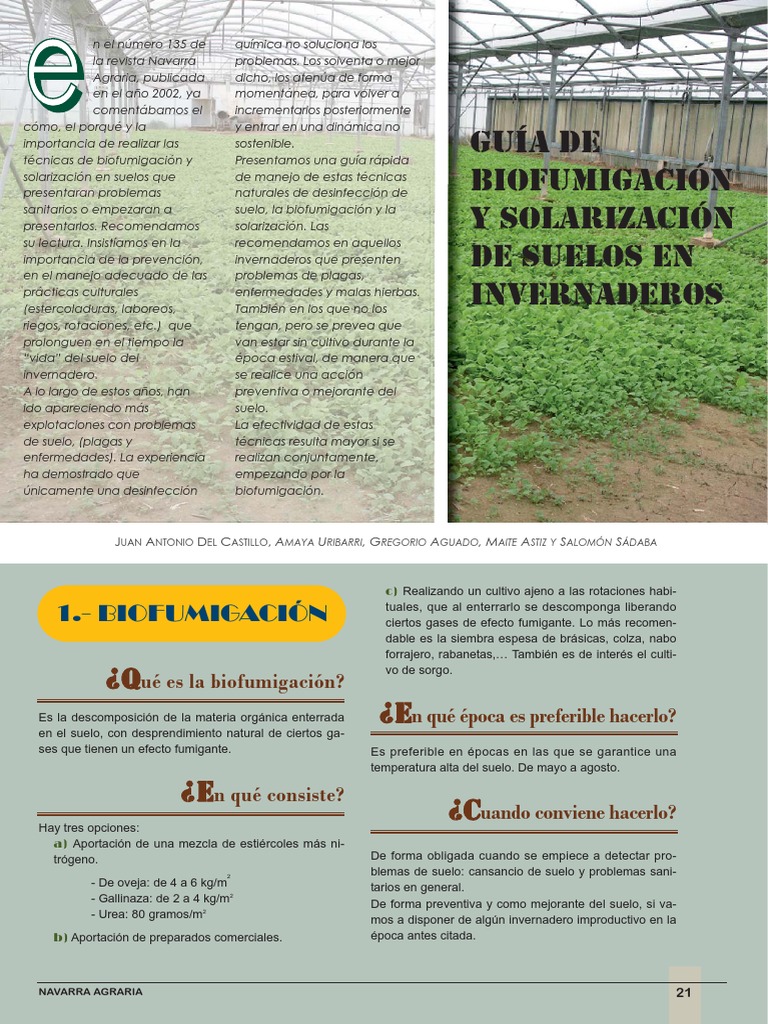 Biofumigación y Solarización en Suelos | PDF | Invernadero | Suelo