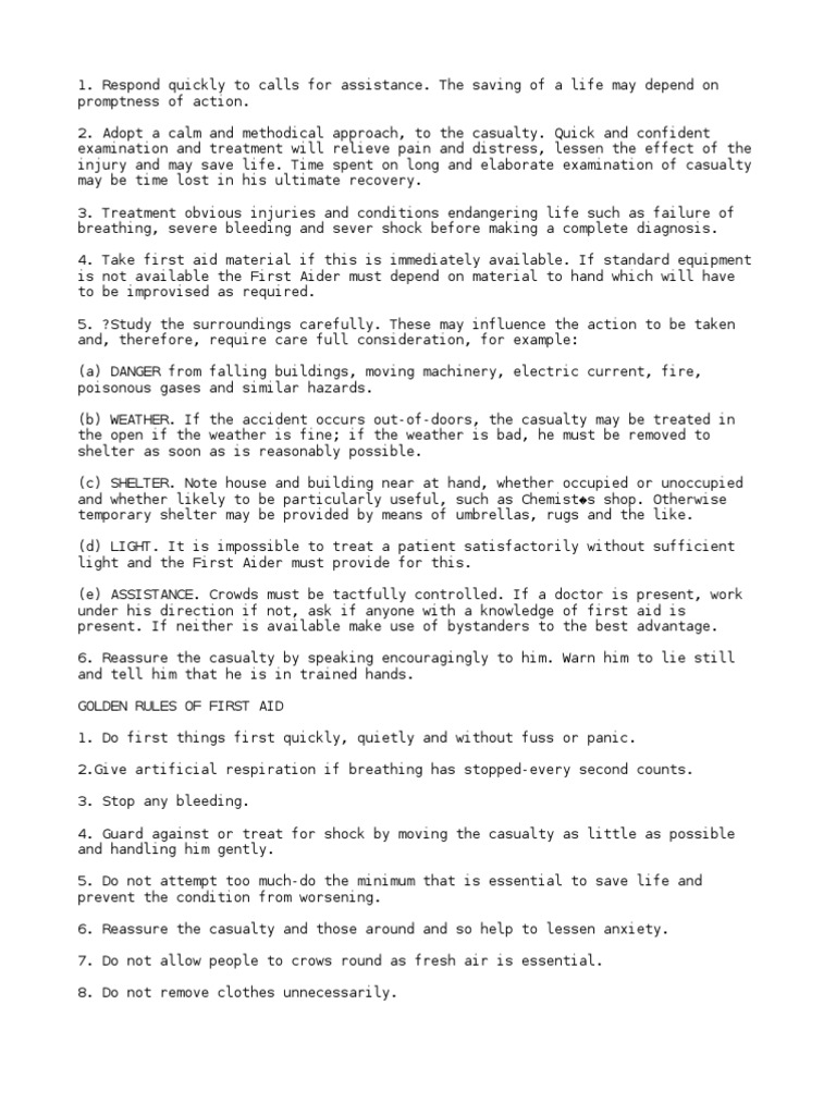 Golden Rules of First Aid PDF First Aid Health Care