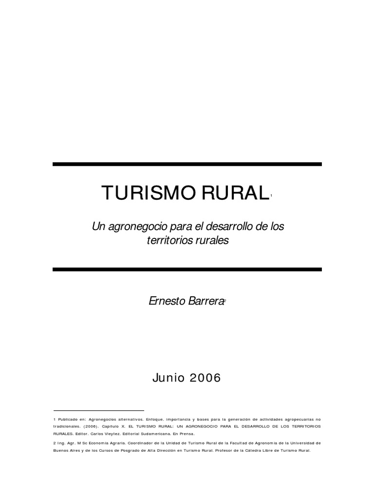 El turismo rural como una estrategia para el desarrollo de territorios ...