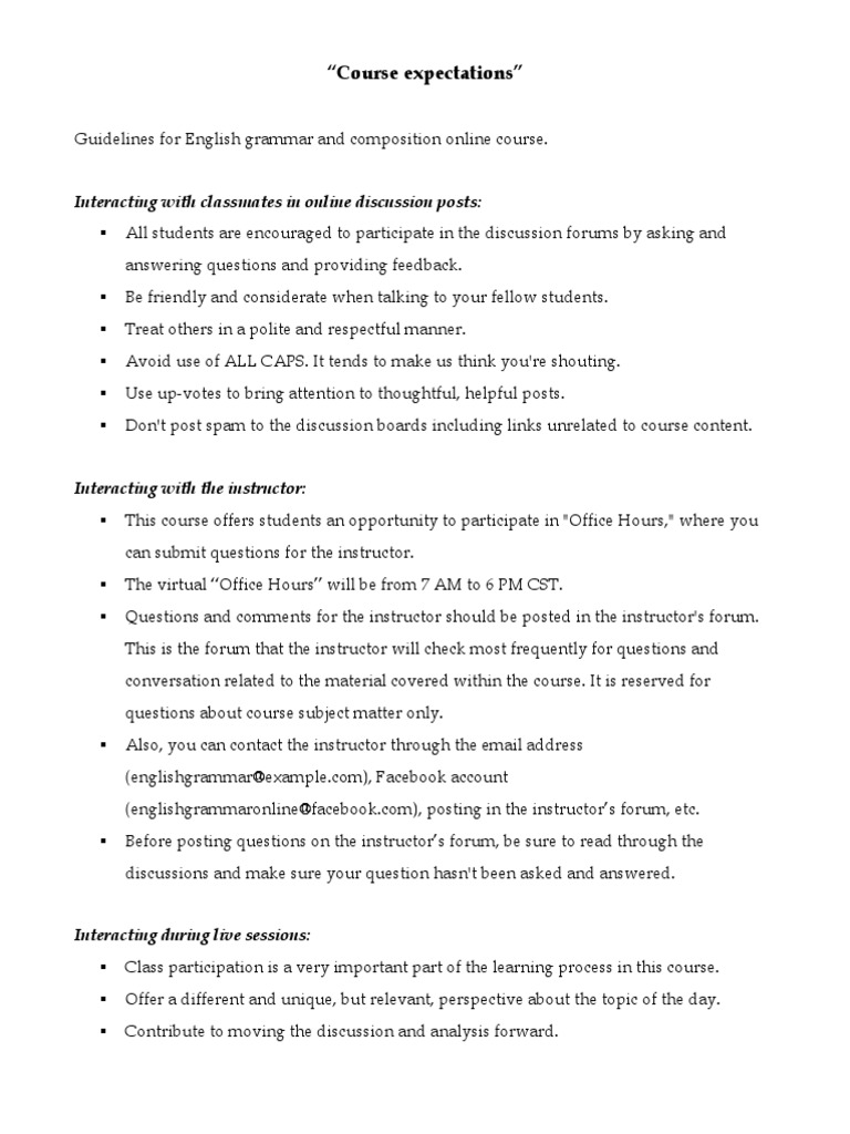 Online Course Interaction Guidelines | PDF