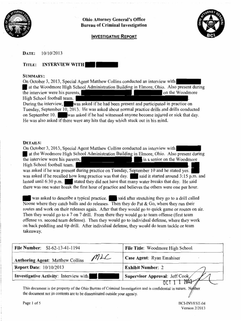 BCI Investigative Report Pt. 1 Redacted | PDF | Special Agent | Ball Games