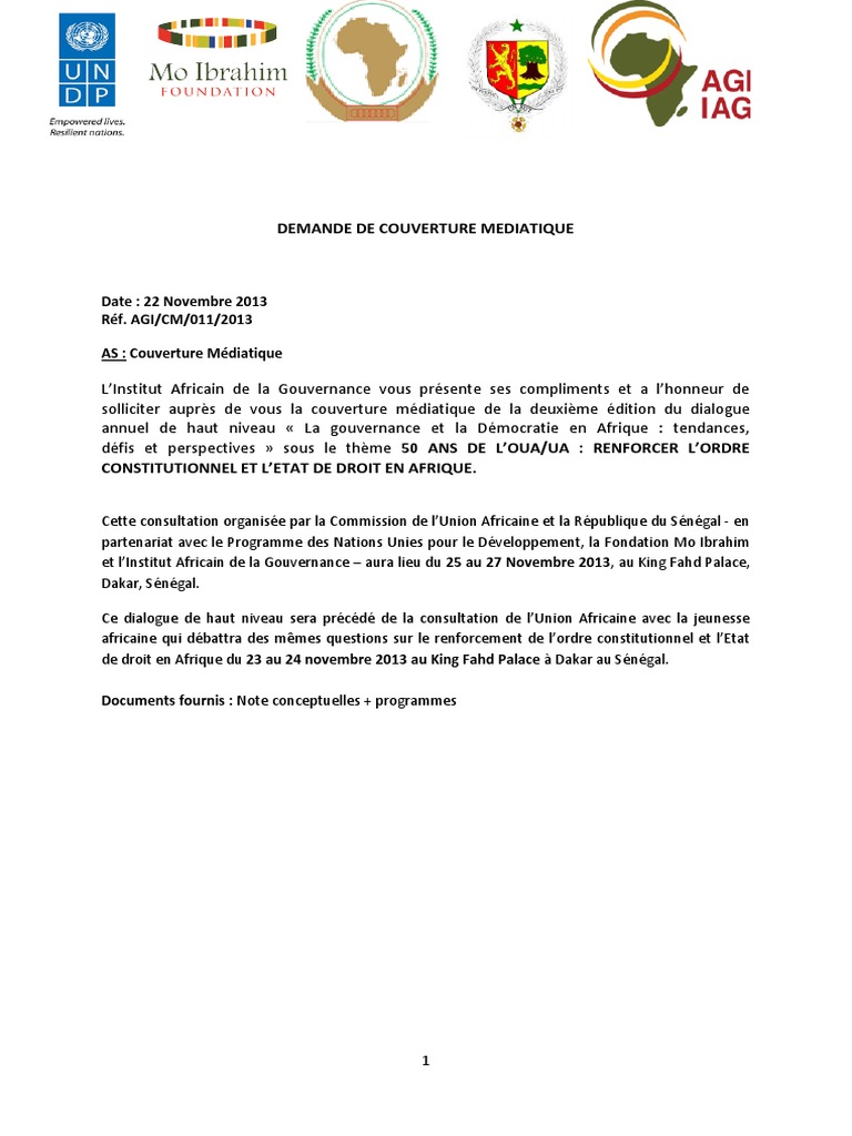 DEMANDE DE COUVERTURE MEDIATIQUE