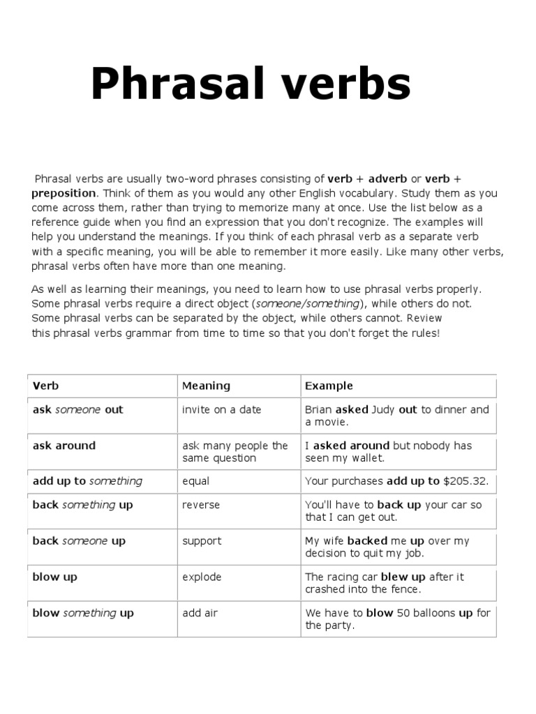 Phrasal Verbs | PDF | Phrase | Verb