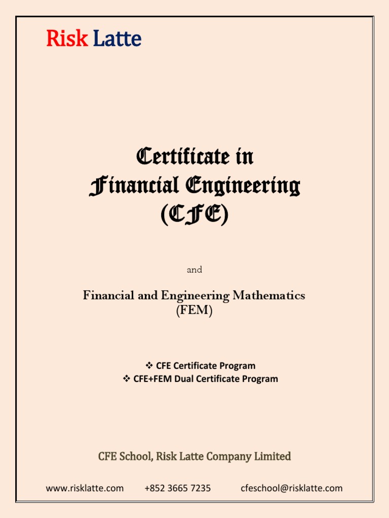 Certificate in Financial Engineering (CFE) - Brochure (4.2) | PDF ...