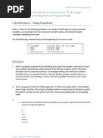 Lab Exercise 6 - Functions