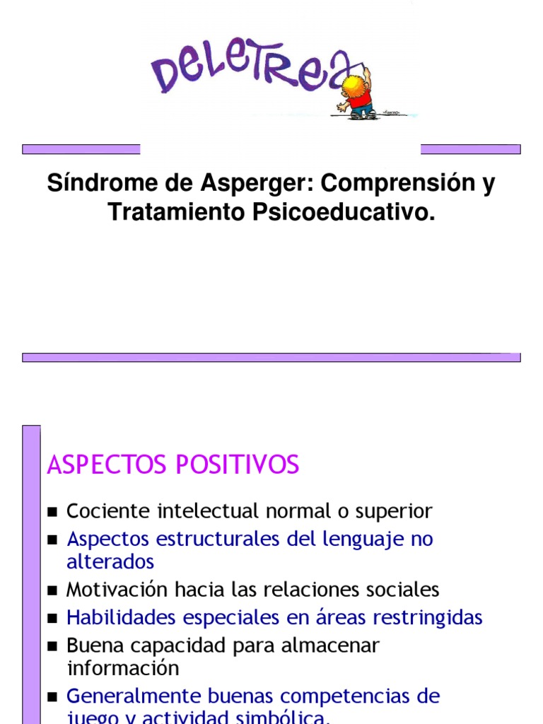 Síndrome de Asperger - Comprensión y Tratamiento Psicoeducativo | PDF ...