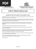 Joint Press Release With NSW Premier