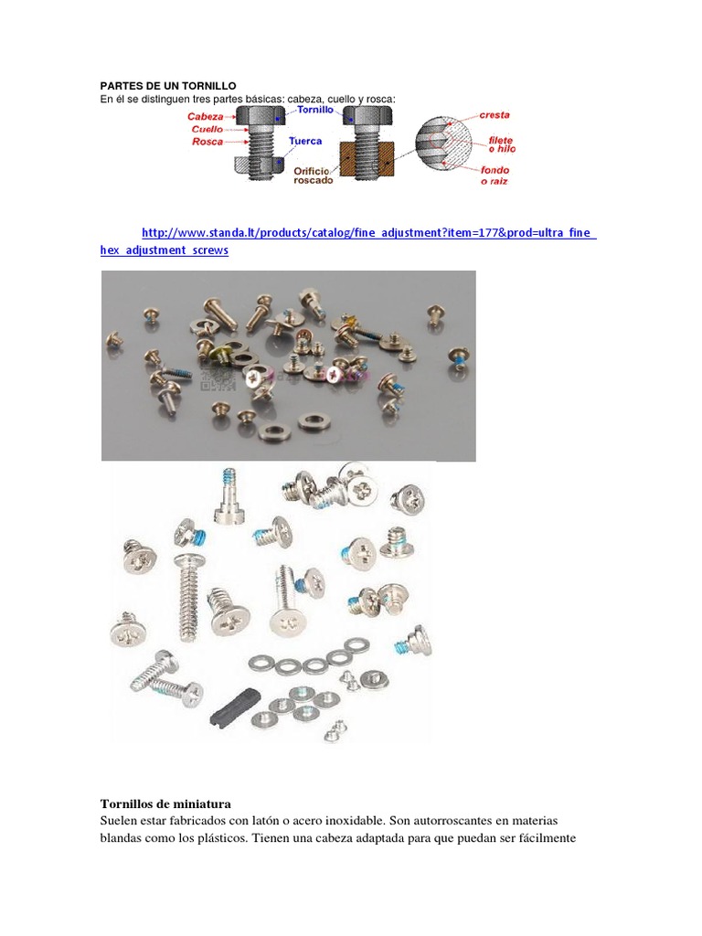 Partes de Un Tornillo Tornillo Industrias