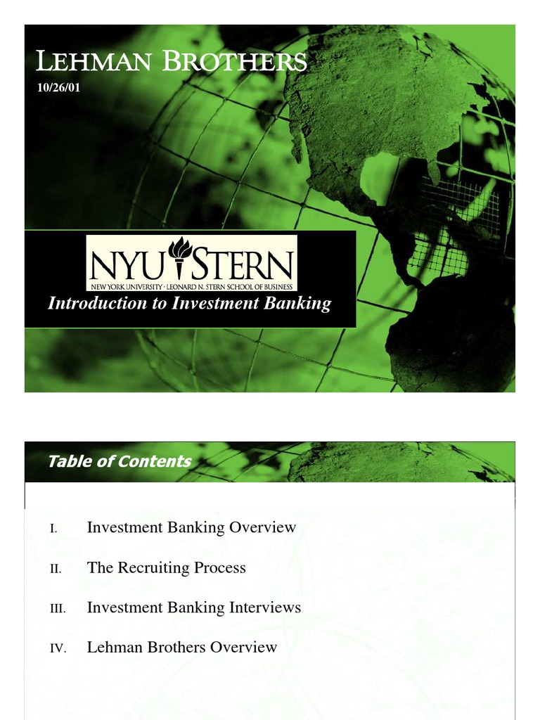 Introduction To Investment Banking Overview Pdf Investment Banking