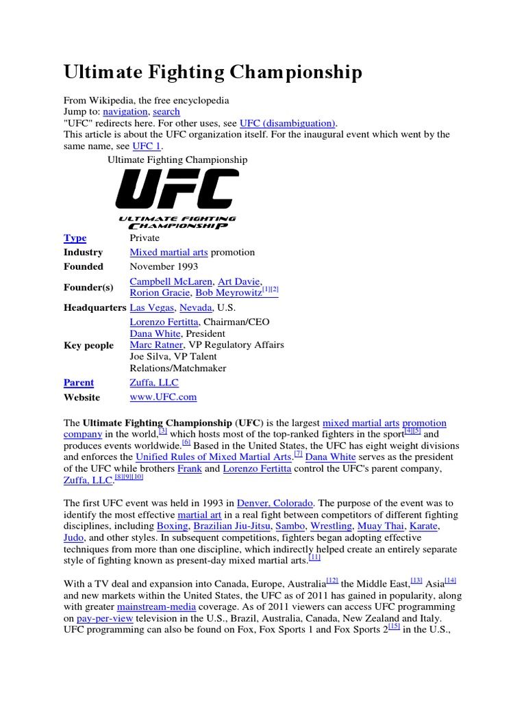 Ultimate Fighting Championship | PDF | Ultimate Fighting Championship ...