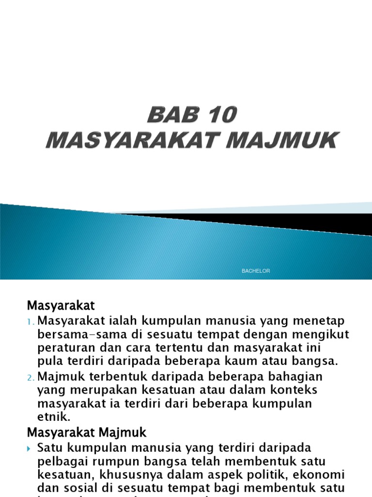 Bab 10 Masyarakat Majmuk Di Malaysia Pdf