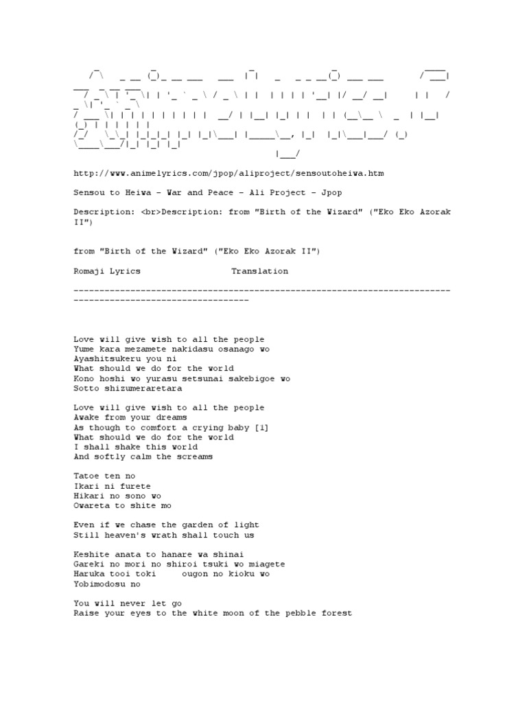Ali Project Lyrics Translations Pdf Rock Music Fashion