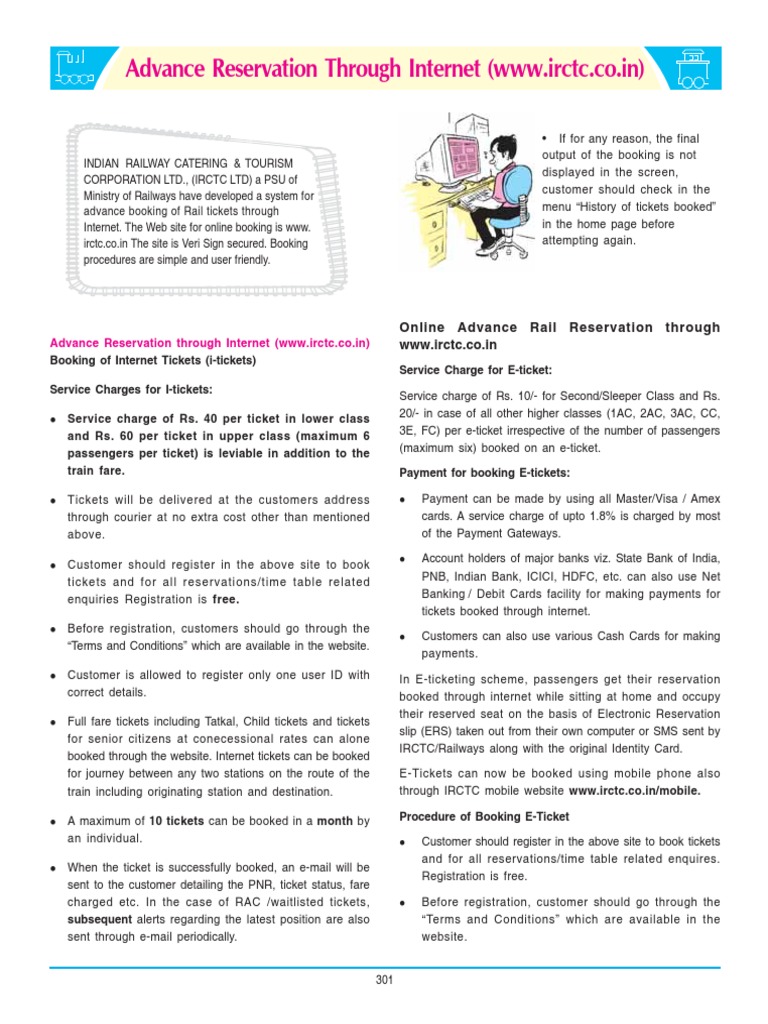 Advance Reservation Through Internet (WWW - Irctc.co - In) | PDF | Identity  Document | Ticket (Admission)