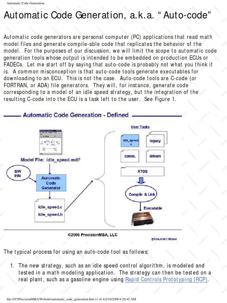 Automatic Code Generation, A.K.A. 