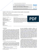 Implicit Self-Esteem and its Relationship to Personality Traits