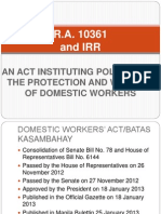 R.A. 10361 and IRR: An Act Instituting Policies For The Protection and Welfare of Domestic Workers